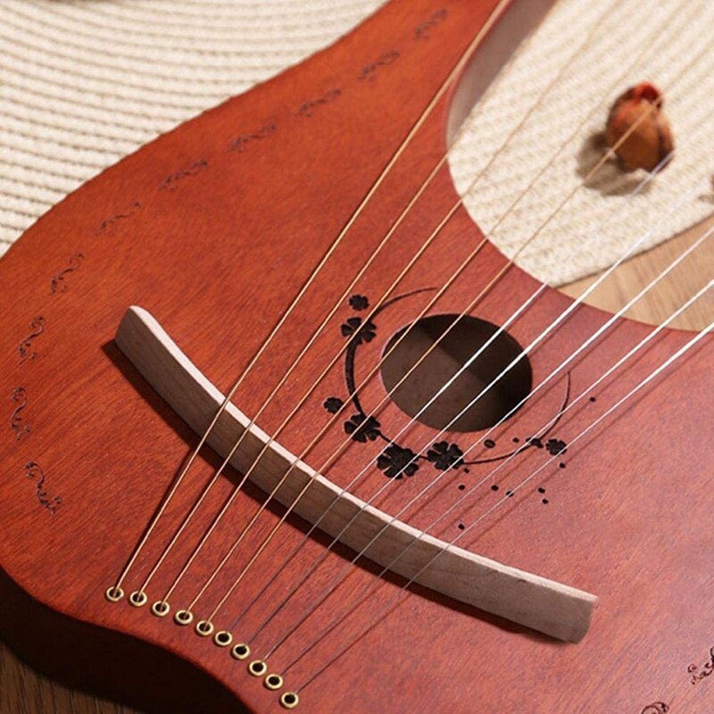 Harpe Lyre 10 cordes harpe Portable petite harpe avec Instrument de musique à cordes Durable harpe de sonore Stable, couleur du bois