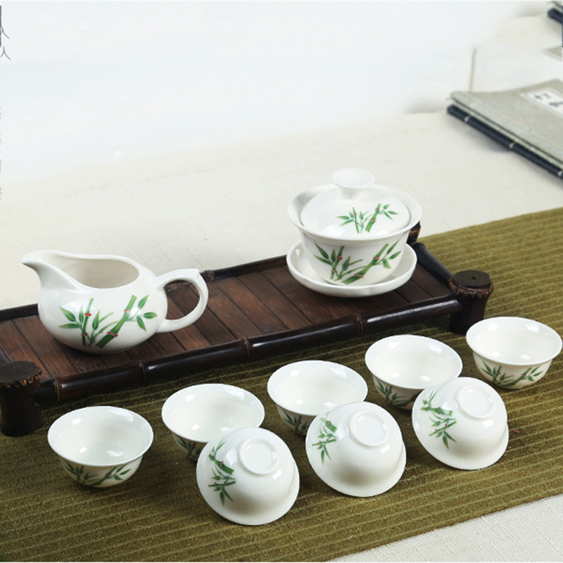 Conjunto de chá chinês azul e branco porcelana kung fu chá conjunto tureen cerâmica tigela chá saúde bule chá copos mestre frete grátis