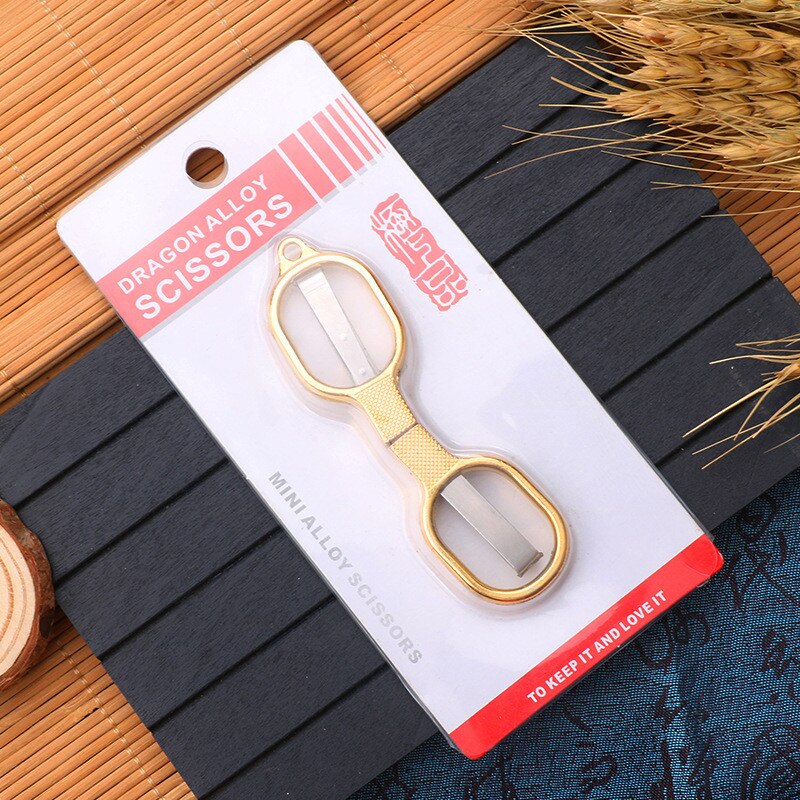 Zinc Alloy Folding Scissors Keychain Fishing Scissor Cutter Camping Tool Embroidery Scissors fabric Tailor Scissors: Gold