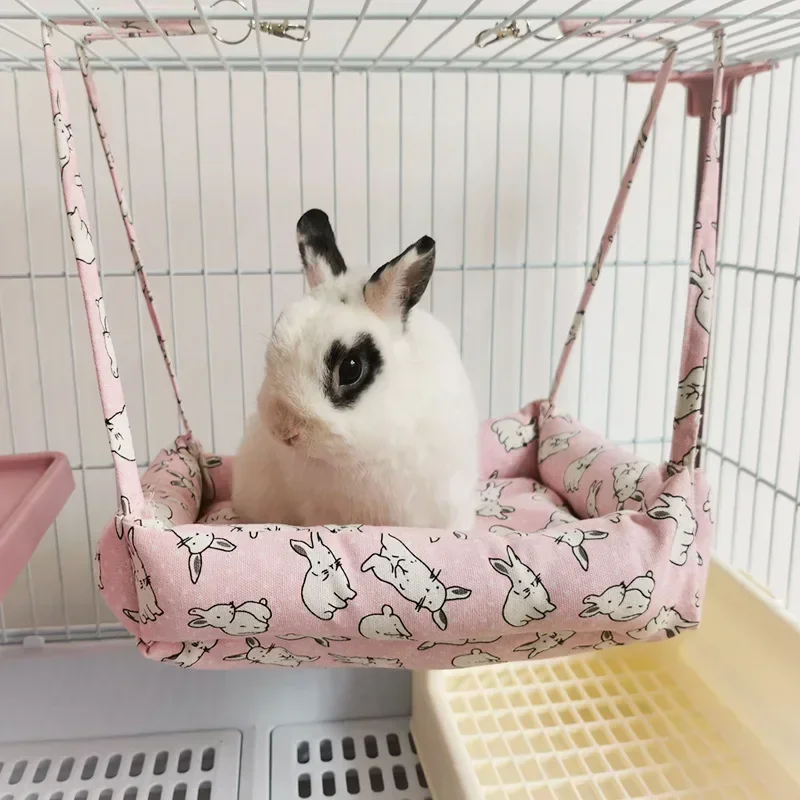 Süße Haustier-Kaninchen-Hängematte, Baumwolle, Hamster-Maus, hängende Bettmatte für kleine Haustiere, Hamster, warme Schlafnester, hängende Hängematte, Bett, Envoy Serve: Rosa