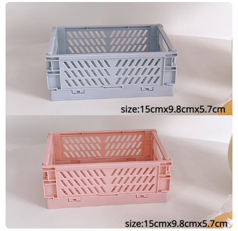 Plastic Foldable Storage Crate Folding Box Basket Stackable Cute Makeup Jewellery Toys Boxes for Storage Box Organizer Portable: MULTI