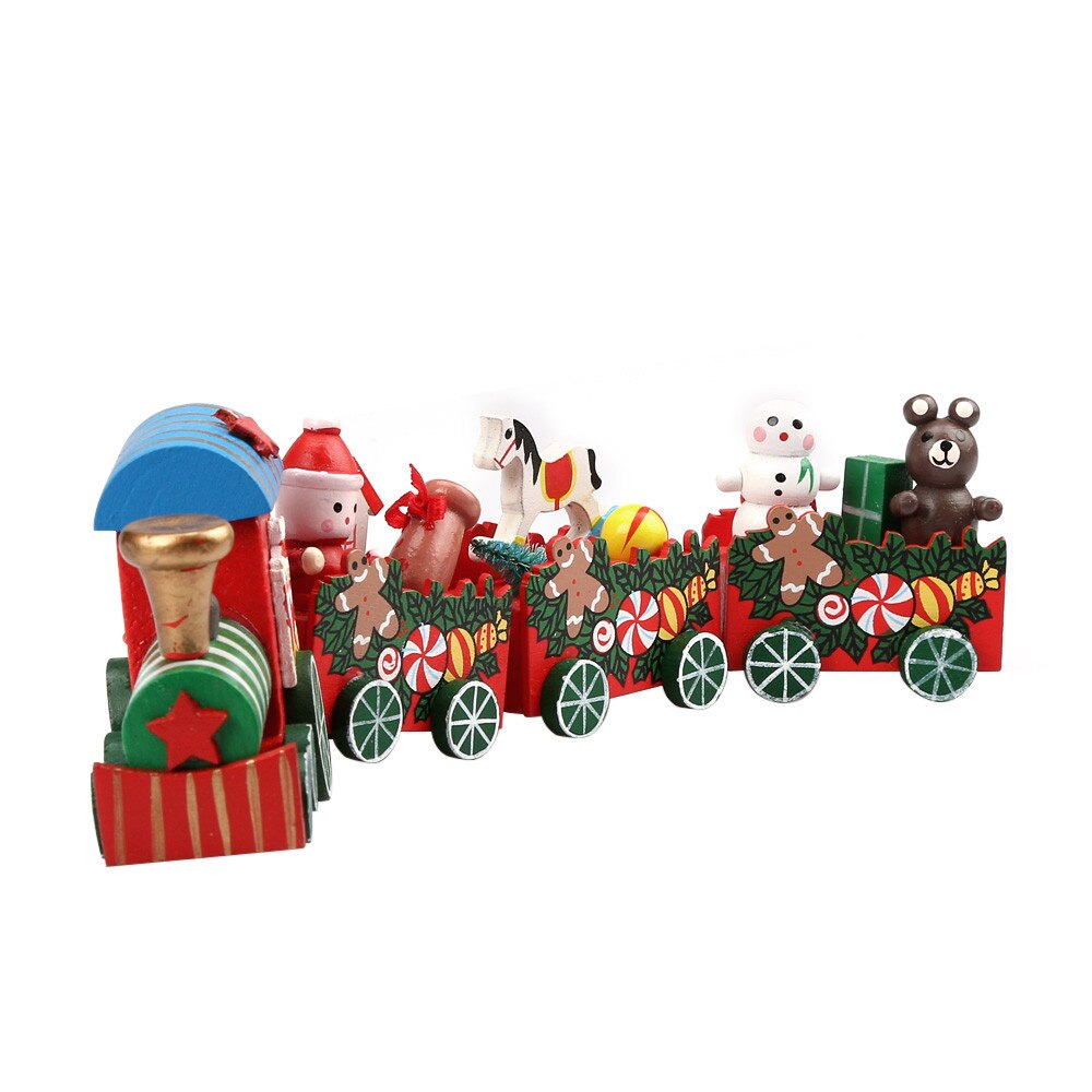 Toys for children 4 Pieces/set cartoon Wood Christmas Train cute Festival Ornaments Home Decoration for Kids Toy