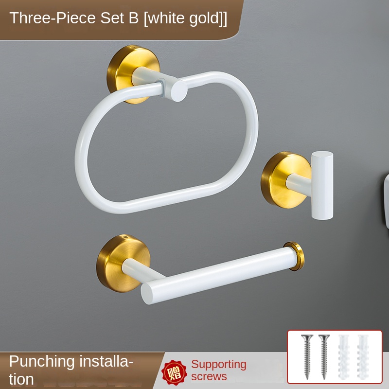 White Bathroom Hardware Set Accessories Stainless Steel Towel Rack Towel Ring Toilet Paper Holder Hook Bathroom Organizer Set: Dark Grey