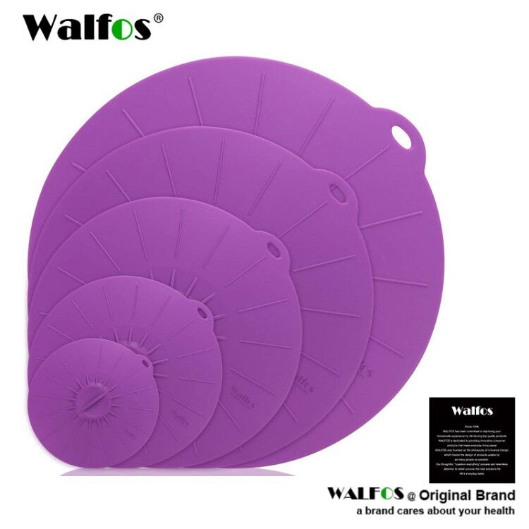Utensílio de cozinha multifuncional walfos, utensílio de cozinha de silicone para cozinhar alimentos multiuso para micro-ondas: 5PC Purple