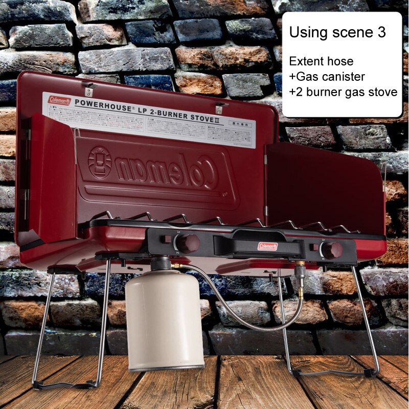 Outdoor Camping Gas Stove and Gas Canister Extent Hose 1 To 2 Ports Connector Adapter