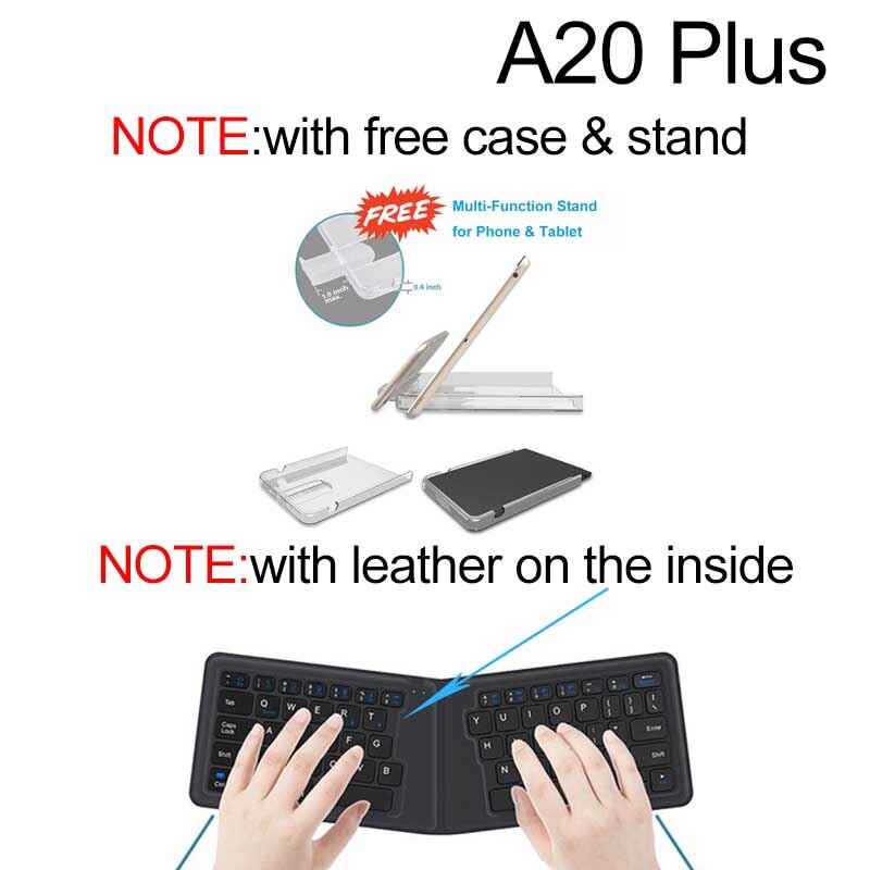 [AVATTO] Weiche Leder Oberfläche Tragbare Bluetooth Wireless Faltbare Tastatur für Android IOS Telefon Tablet Windows Mac Laptop PC: A20 Plus