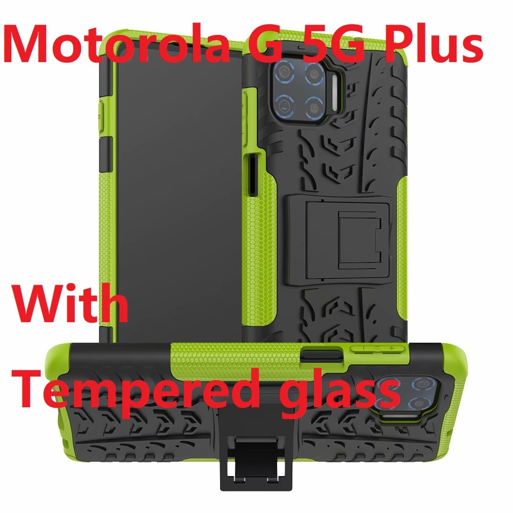 Hybrid Telefoon Voor Motorola Moto G 5G Plus Hard Case + Gehard Glas Armor Soft Gel Skin Protection Motorola een 5G Silicon Covers