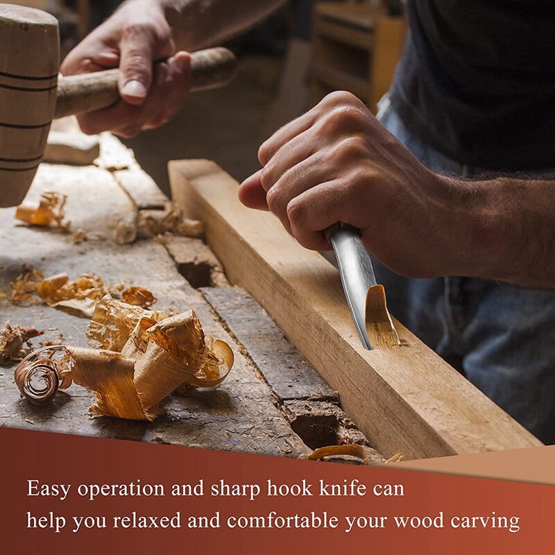 4 Pieces Wood Carving Tools Kit, Spoon Carving Hook Knives With Wood Carving Gouge Chisel Bowl Scoop Carving Set