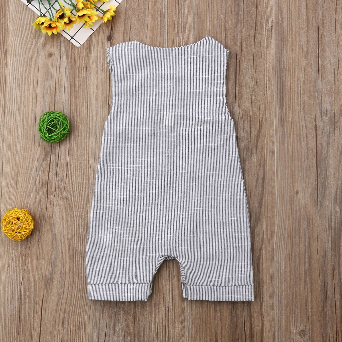 Pudcoco Pasgeboren Baby Jongen Meisje Een Stuk Outfit Kleding Gestreepte Mouwloze Leuke Romper Casual Knoppen Jumpsuit Voor 0- 18M Baby