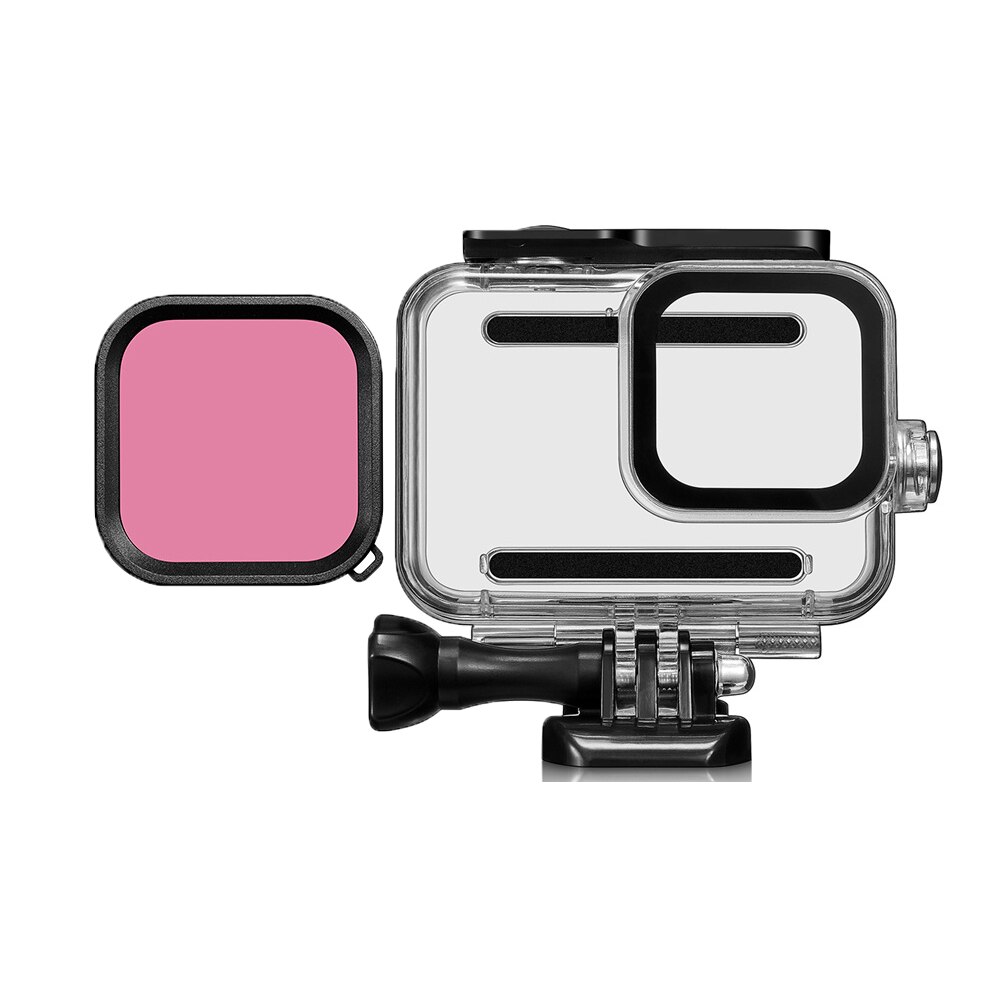 Carcasa impermeable para buceo subacuático, Kit de filtro de lentes de Color para GoPro Hero 8, accesorios para cámara go pro, 45M: Package 4