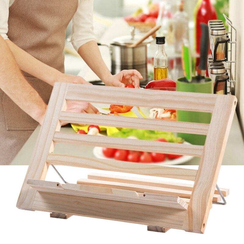 Cook Book Stand Verstelbare Leesboek Recept Houder Lade Met Pagina Papier Clips G88D