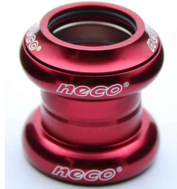 Neco-cascos de bicicleta sin rosca, cascos de bicicleta de carretera, con piñón fijo, taza externa 1, 1/8, 1.125 pulgadas, 34MM: Rojo