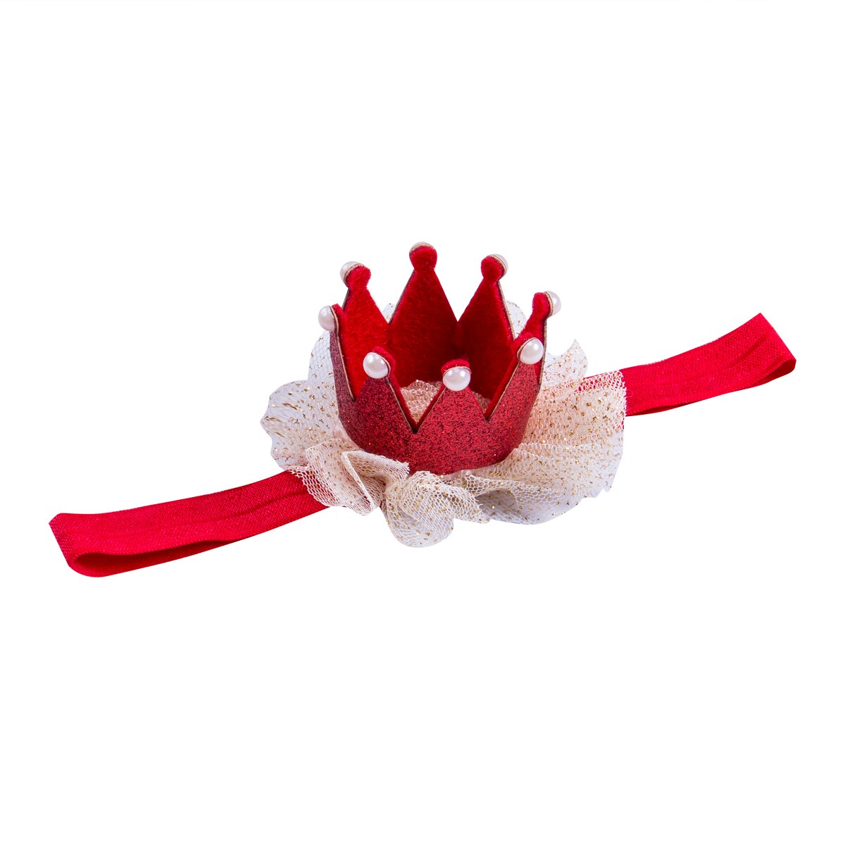 Baby piger blomst hårbånd prinsesse krone pandebånd tiara fødselsdagsfest blødt hår tilbehør kostume hovedbeklædning: Rød