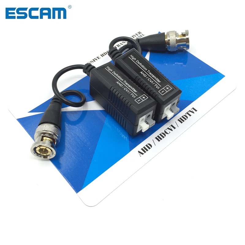 ESCAM HD CCTV Via Twisted Pairs Adapter 720 P HD CVI/TVI/AHD Passieve Video Balun Mannelijke BNC naar UTP Cat5/5e/6 Netwerk Camera