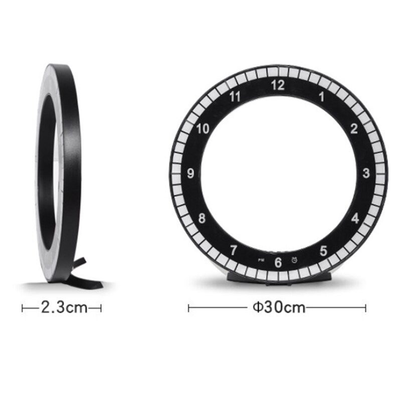 USB LED Digital Wall Clock Modern Dual-Use Dimming Digital Circular Photoreceptive Clocks for Home Decoration