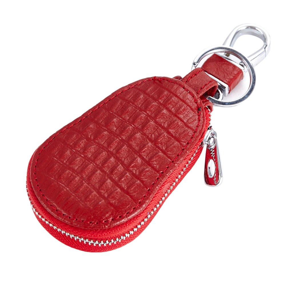 Funda de llave de coche de cuero PU, Funda de cuero PU con cremallera, bolsa de llaves, monedero, XIN: Rojo