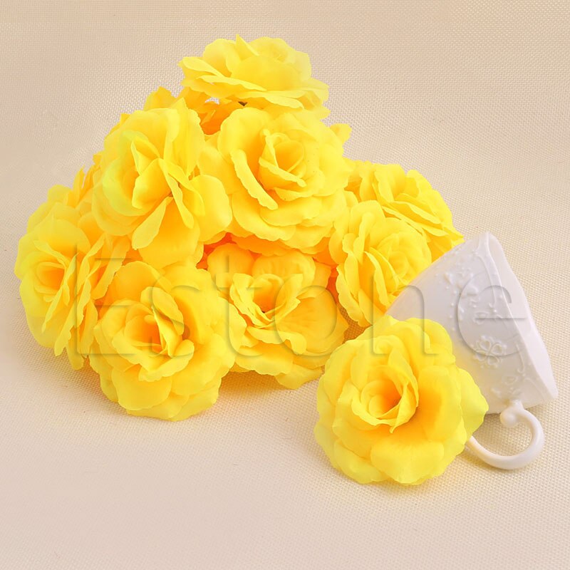 20Pcs Roses Artificial Silk Flower Heads DIY Small Bud Party Wedding Home Decor CORD: Y