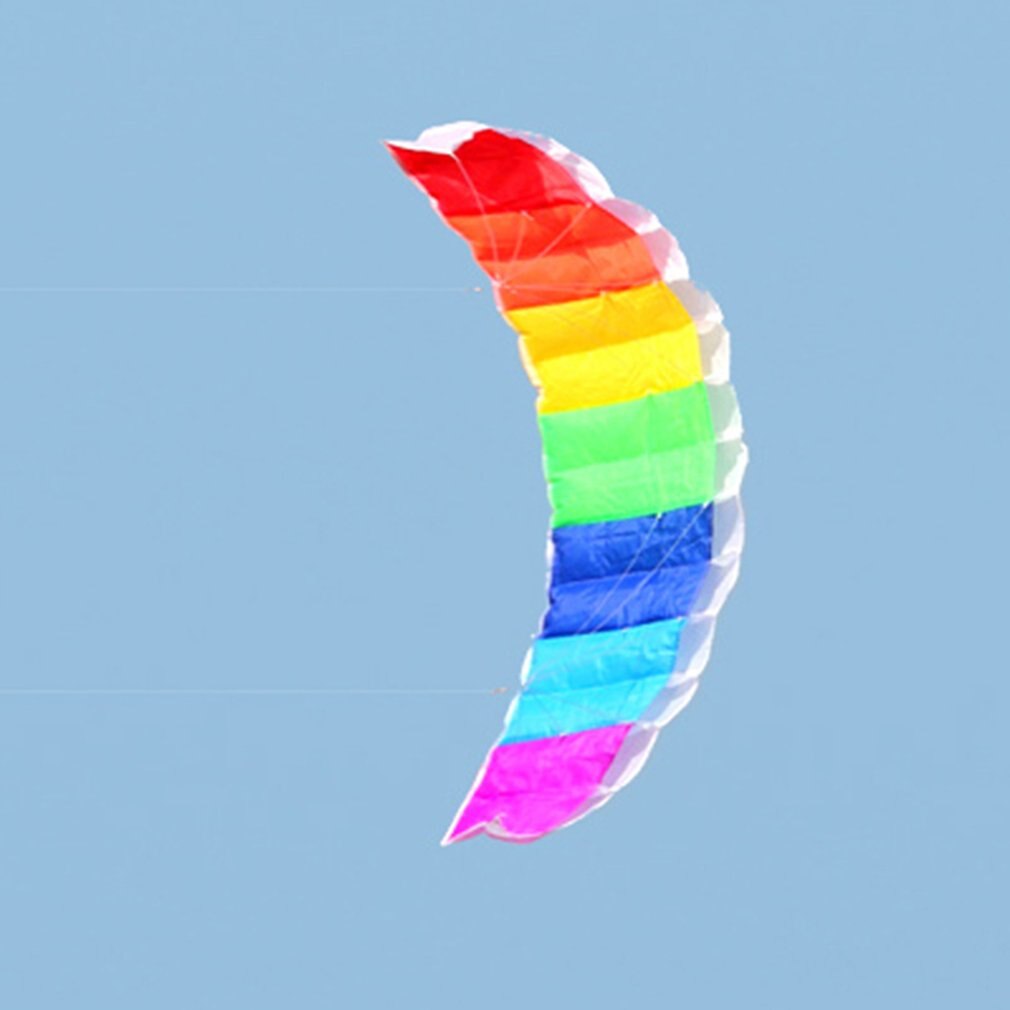 Regnbåge Dual Line Kitesurfing Stunt Parachute Mjuk Parafoil Kite - Stor Strandflygleksak för Nybörjare