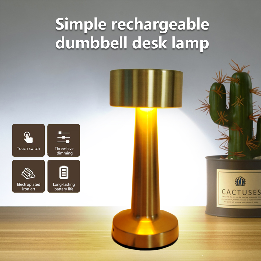 Oplaadbare led-tafellamp Retro nachtlampje Bureau Bar Koffie Eetkamer Home Decor Draadloos 3-kleuren dimbare aanraakschakelaar