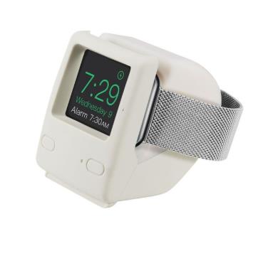 Voor Apple Horloge 2345 Generatie Siliconen Retro Opladen Stand Iwatch Smart Horloge S6 Universal Classic Computer Opladen Base: Off-white