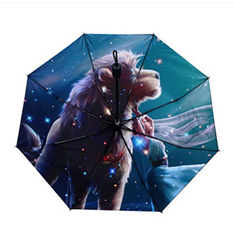 YADA 12 Constellation Pattern Folding Rainy Umbrella Anti-UV Rainproof Sun Protection Parasol Umbrellas Female YS015: Leo