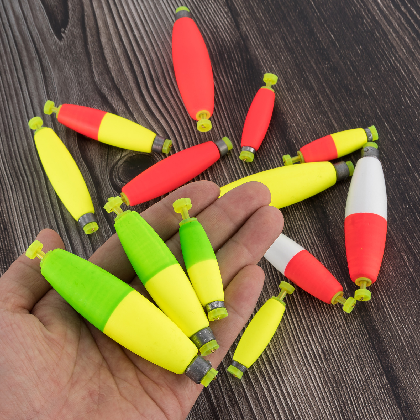 3pcs Fishing Weighted Bobbers Cigar Foam Float EVA Buoy Oval Shape Strike Indicators Snap-on Fishing Float Bass Trout Crappie