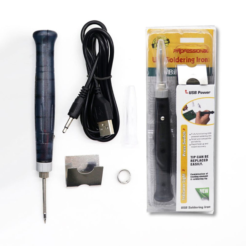 Usb lödkolv elektrisk lödpenna spets station verktyg touch press switch 5v 8w mini portabel justerbar