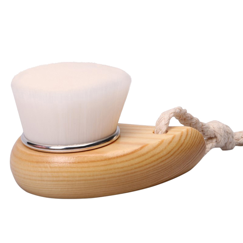 Limpiador profundo de espinillas, cepillo de masaje Facial de belleza, cuidado Facial, mango de madera, cepillo de limpieza Facial, exfoliante de pelo de fibra suave: Blanco