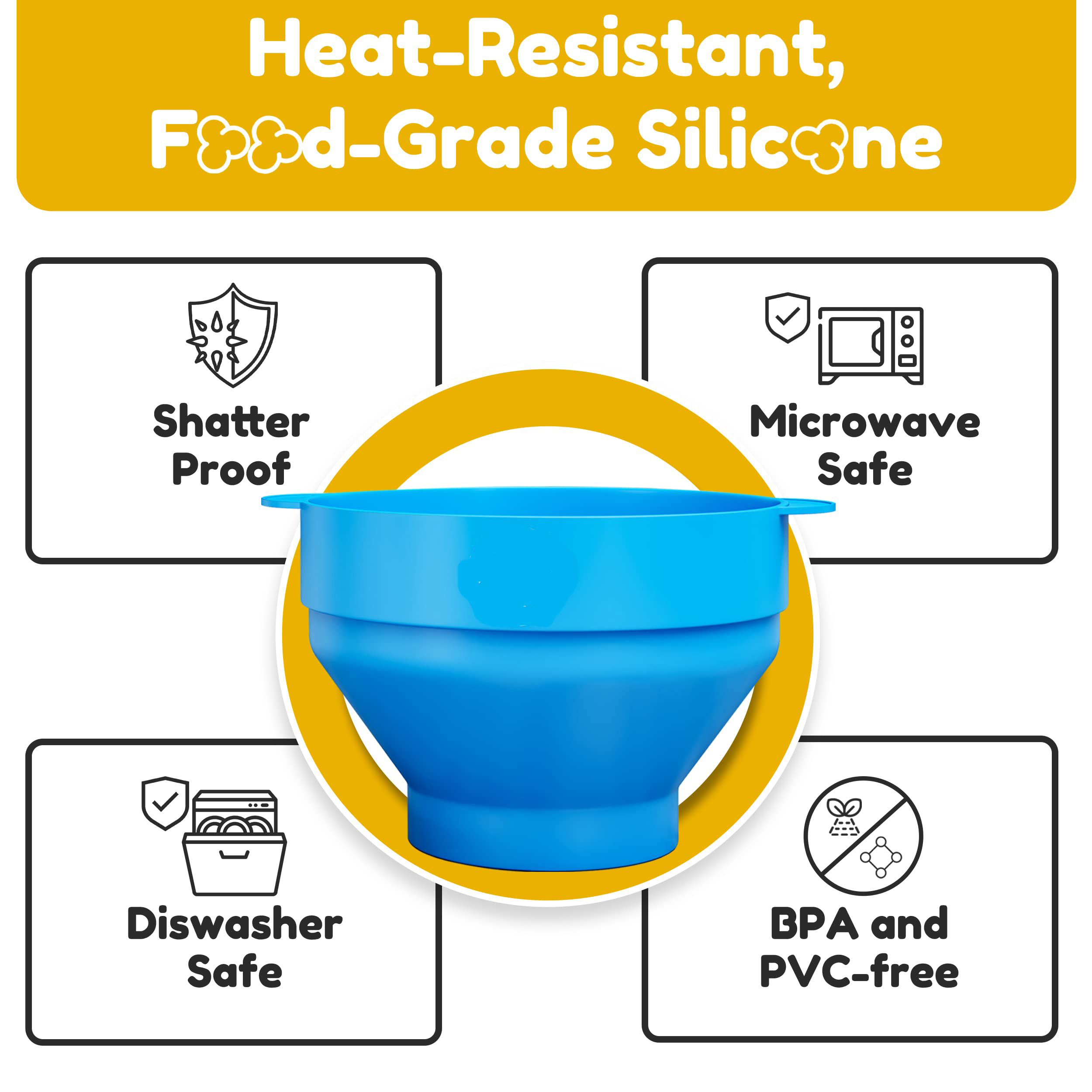 Microwave Silicone Popcorn Popper Fenvella Collapsible Air Microwavable Popcorn Maker BPA Free &amp; Dishwasher Safe
