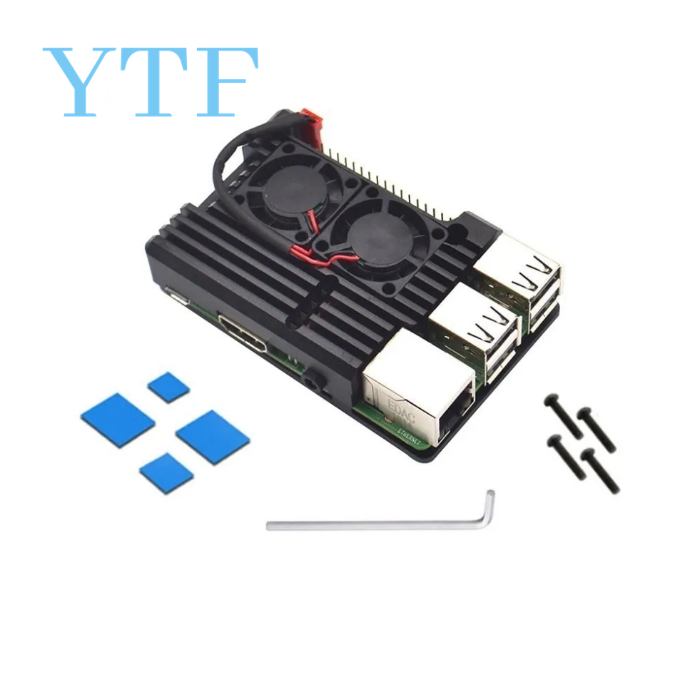 1 zestaw podwójny wentylator układ chłodzenia moduł z radiatorem dla Raspberry Pi 4B 3B + Model + (Plus): WHITE
