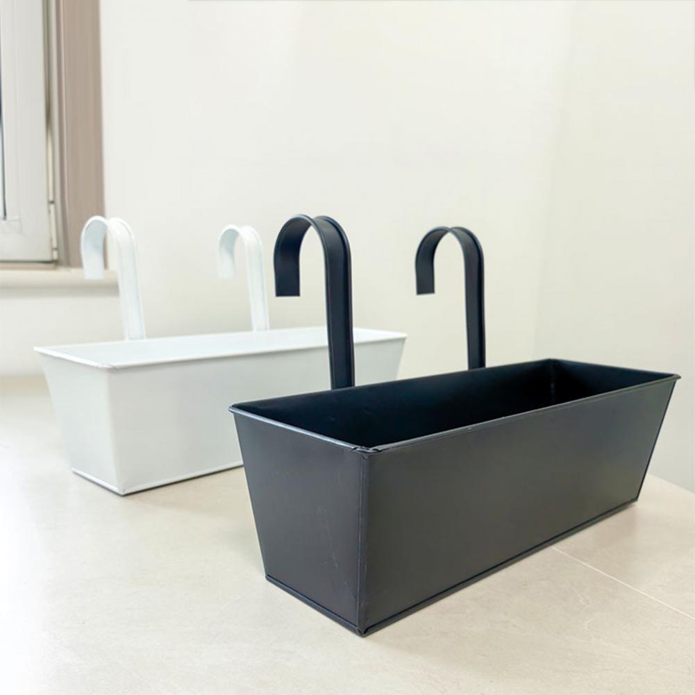 Hangende bloempot Rechthoekige relingplantenbak met drainagegat 16-inch plantenbak met haken voor balkonveranda of dek