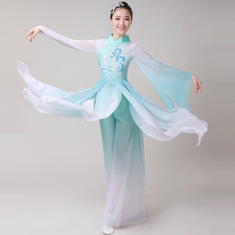 Chinese Volksdans Kostuum Voor Vrouw Klassieke Dans Kostuums Vrouwen Elegante Fan Dans Kostuum