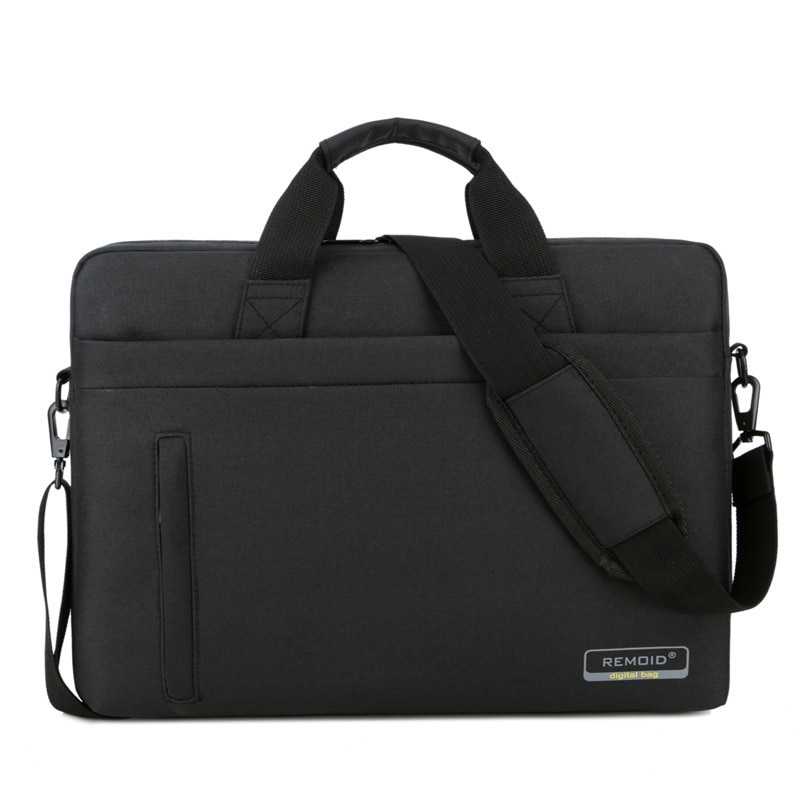 Nylon 15.6 17inches Laptop Bag Waterproof Office Documents Briefcase Women Men Travel Shoulder Handbag: Black 15.6inches