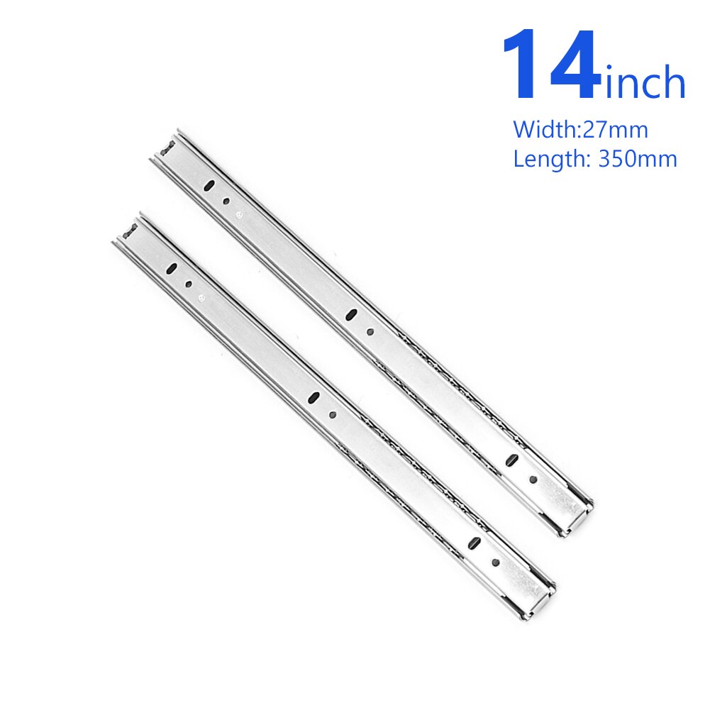 2 Sections Drawer Slides Micro Guide Steel Ball 27mm Wide Steel Ball 2 Fold Ball Slide Cabinets Drawer Steel Ball Cabinet Slides: 350mm