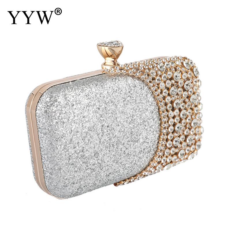 Hochzeit Diamant Frau Tasche Kupplung Tasche Silber Gold Kristall Handtaschen Schlinge Paket praktisch Tasche Passenden Tasche Geldbörse