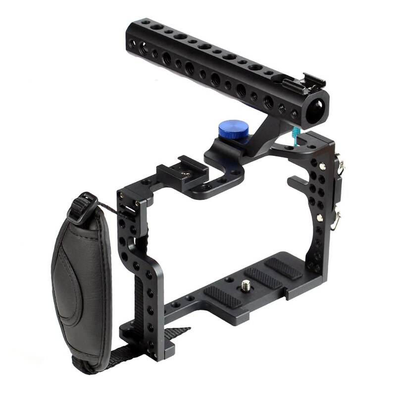 Gaiola da câmera estabilizador, gaiola de vídeo da câmera da liga de alumínio para panasonic lumix gh3/gh4 com punho superior