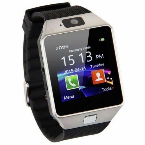 Touch screen smart ur  dz09 med kamera bluetooth armbåndsur sim-kort smartwatch til ios android-telefoner understøtter flere sprog: Sølv
