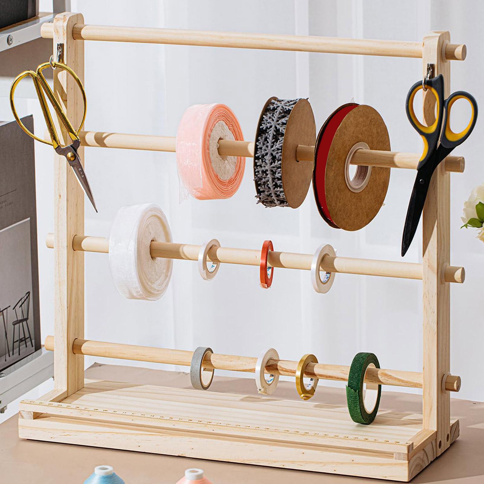 Porta nastro in legno Espositore per nastro in legno a 4 livelli per organizer per supporto per nastro artigianale da cucito per torte da sala artigianale