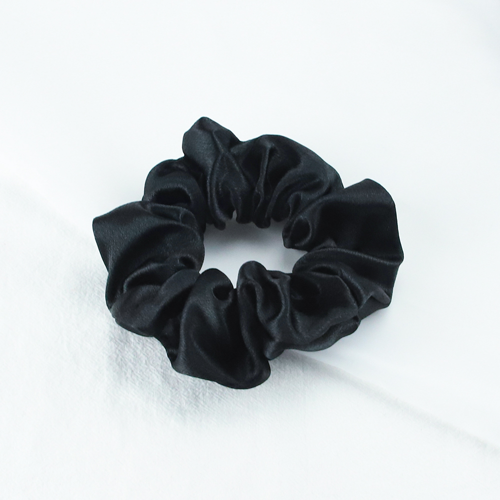 Chouchous en Satin de soie pour femmes et filles, élastique, en caoutchouc, solide, porte-queue de cheval, accessoires de cheveux, à la: Satin black