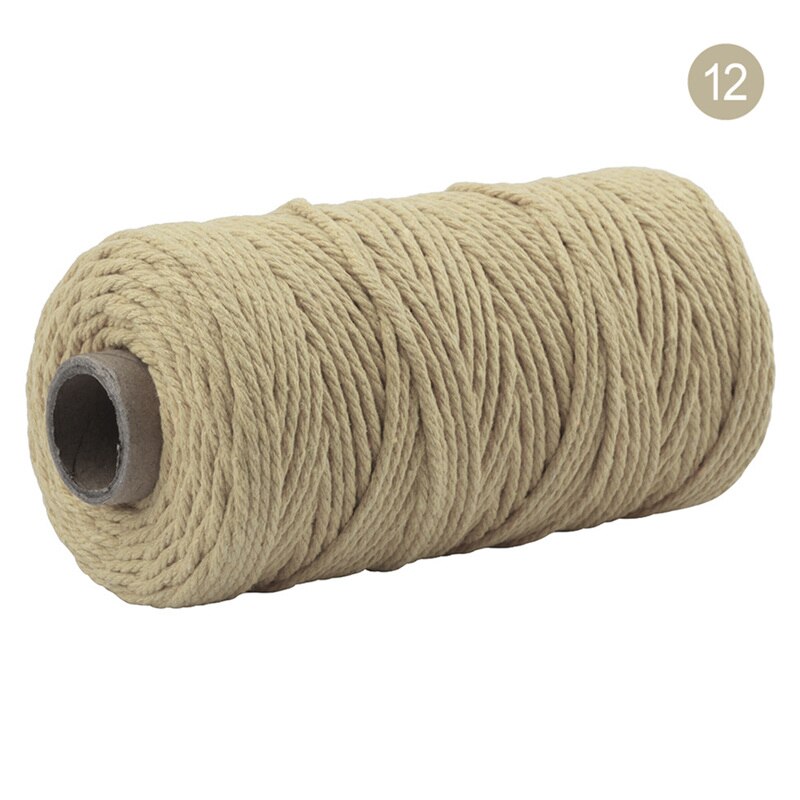 Cordon coloré 100% coton de 3mm, cordelette pour macramé artisanal, accessoire décoratif pour de mariage, 100 mètres/rouleau: color 12