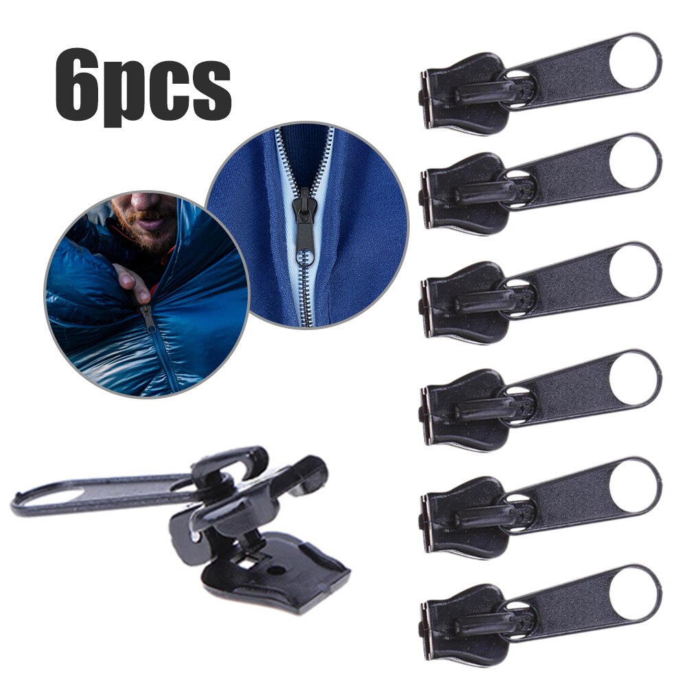 6/12szt. uniwersalny zamek błyskawiczny suwaki dla plecak namiot ubranie kurtka spanie torba naprawić zestaw robić naprawy zamka błyskawicznego zastąpienie szycie zamek błyskawiczny: 6 czarny