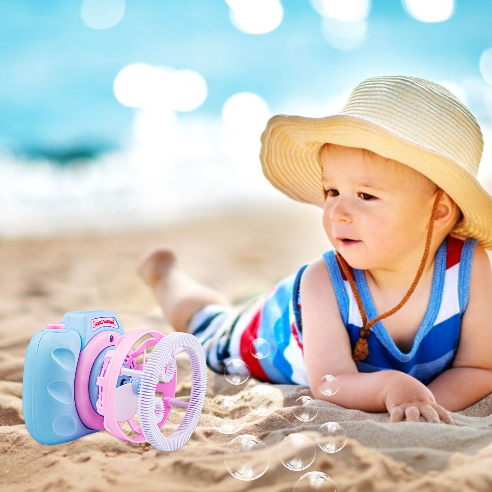 Camera Bubble Machine Automatic Bubble Maker Blower With Lights Beach Park Outdoor Fun & Sports Fidget Toys Summer