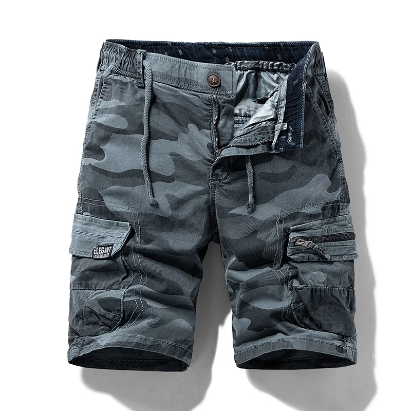 Herre sommer bomuld cargo camouflage shorts herretøj afslappet ridebukser bermuda strand joggers herre: 40 / Blå