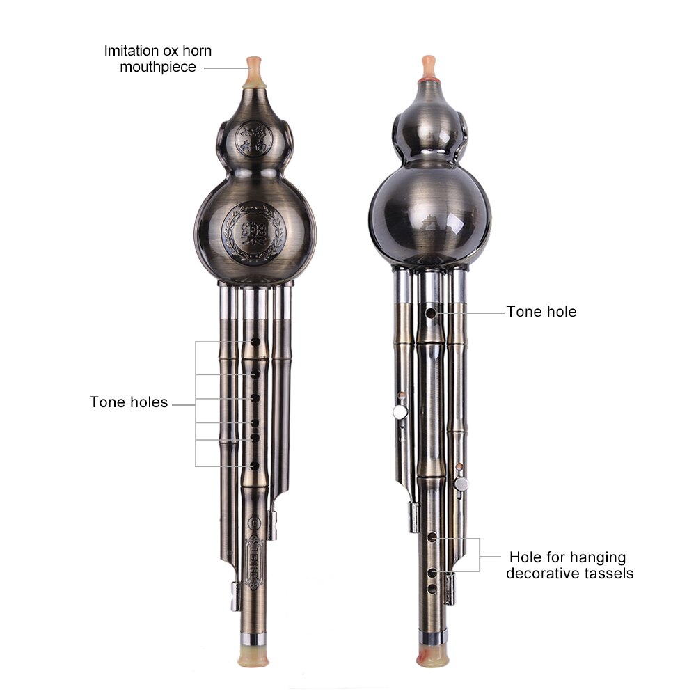 Metalowy klucz C chińnarty Hulusi drutu rysunek Hulusi gurda Cucurbit flet etniczny instrument dęty aluminium materiał miedziowany