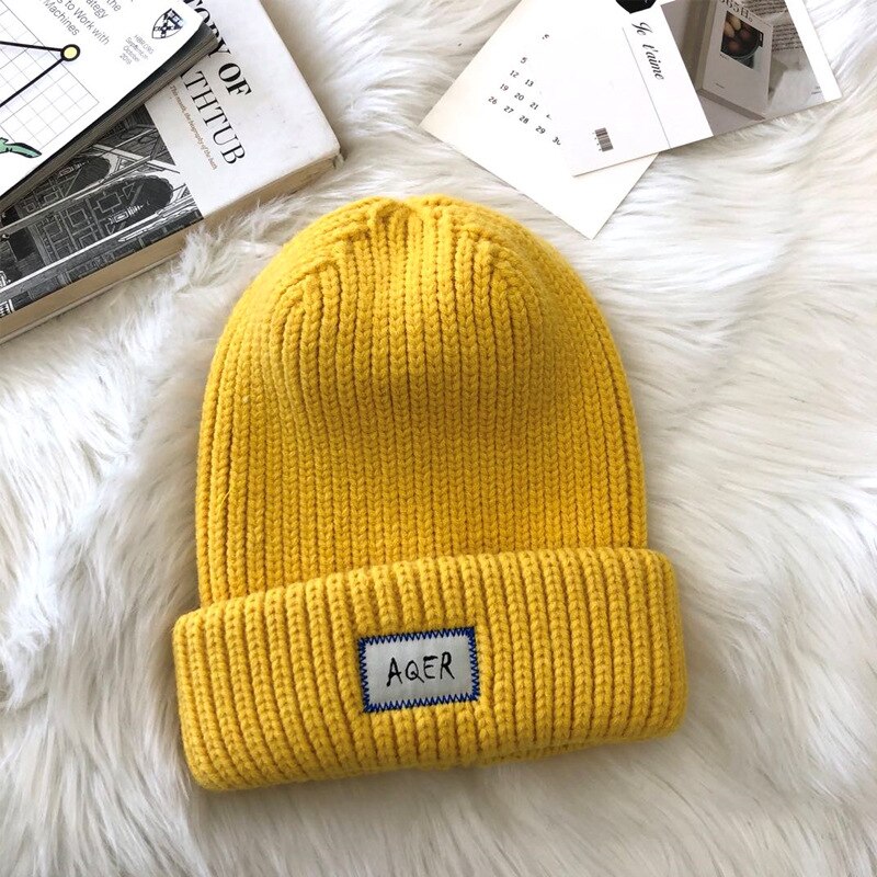 Enorme cappello di lana donna inverno addensare berretti circonferenza della testa grande cappello freddo cappello di lana spesso cappello lavorato a maglia fuori misura: giallo