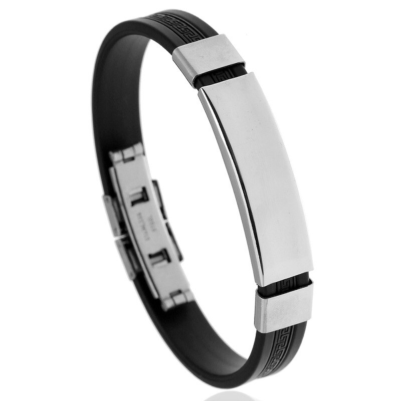 Titanium Staal Rvs Accessoires Charm 5 Clolor Armband Siliconen Armband Man Mode Sieraden: black