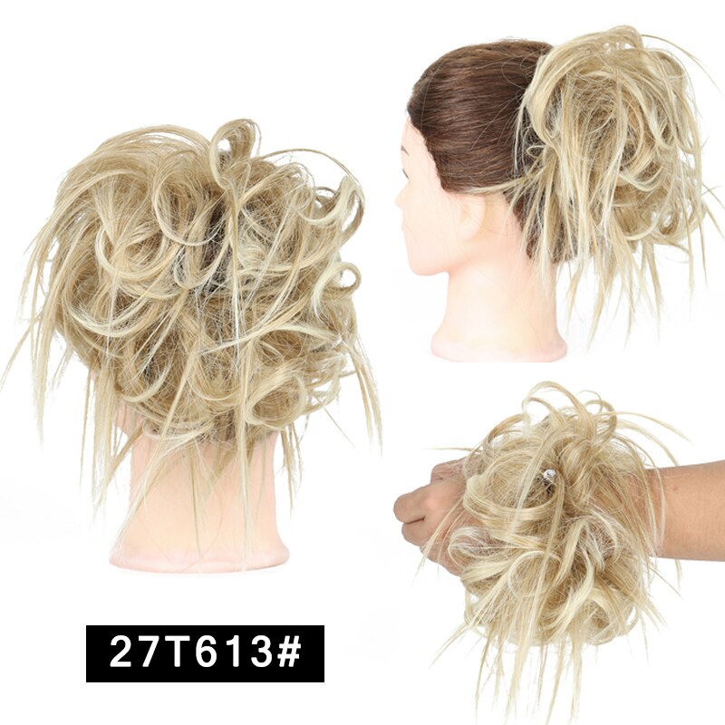 Werd Rommelig Haar Ring Fiber Synthetische Hittebestendige Pruik Broodje Krullend Elastische Haarband Dames Mode Haar Ring Natuurlijke Pruik: P4/24