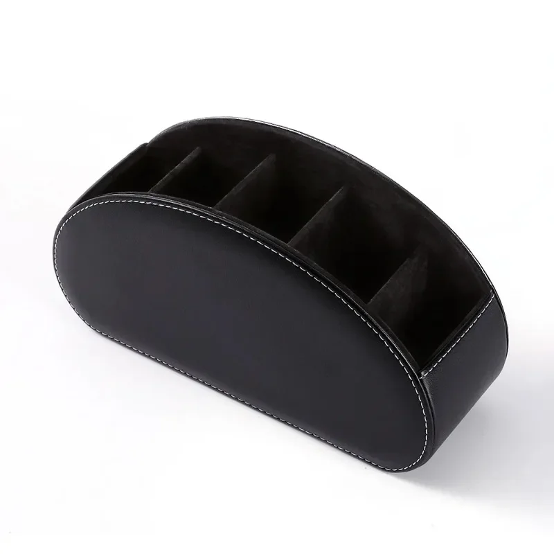 1PC Multifunctional 5 Grid Desktop PU Leather Organizer Remote Control Storage Box Cosmetics Makeup Brush Holder Sundries Stand: green