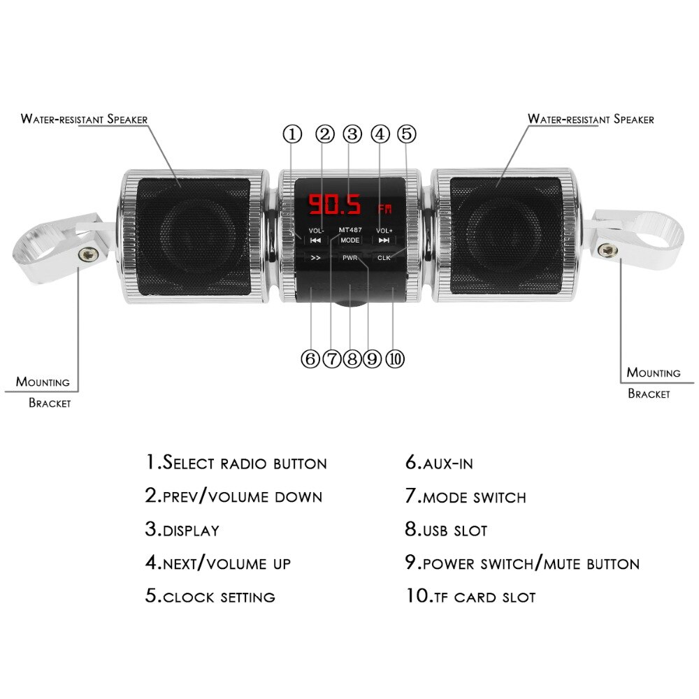 Motorrad Bluetooth Audio- Klang System MP3 FM Radio Niedrigen Bass Stereo Lautsprecher Wasserdichte Audio- Lautsprecher