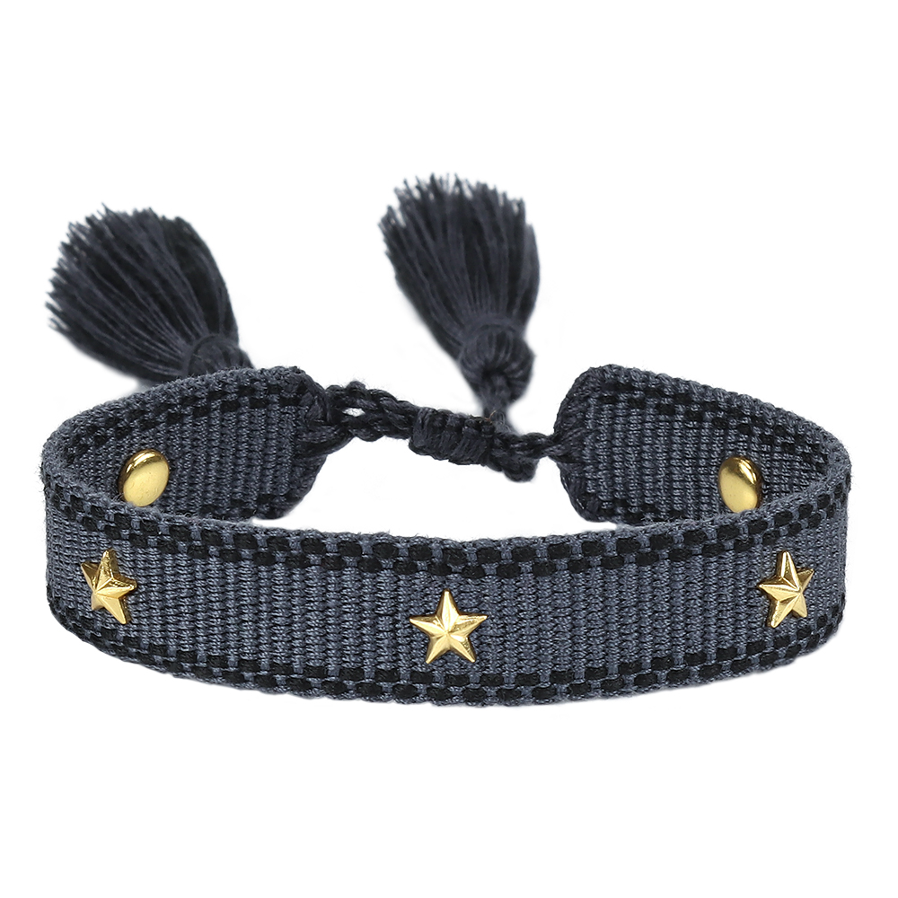 Bracciale dell'amicizia intrecciato per donne con piccole stelle Braccialetti di gioielli impilabili estivi Regali per la sorella: Blu